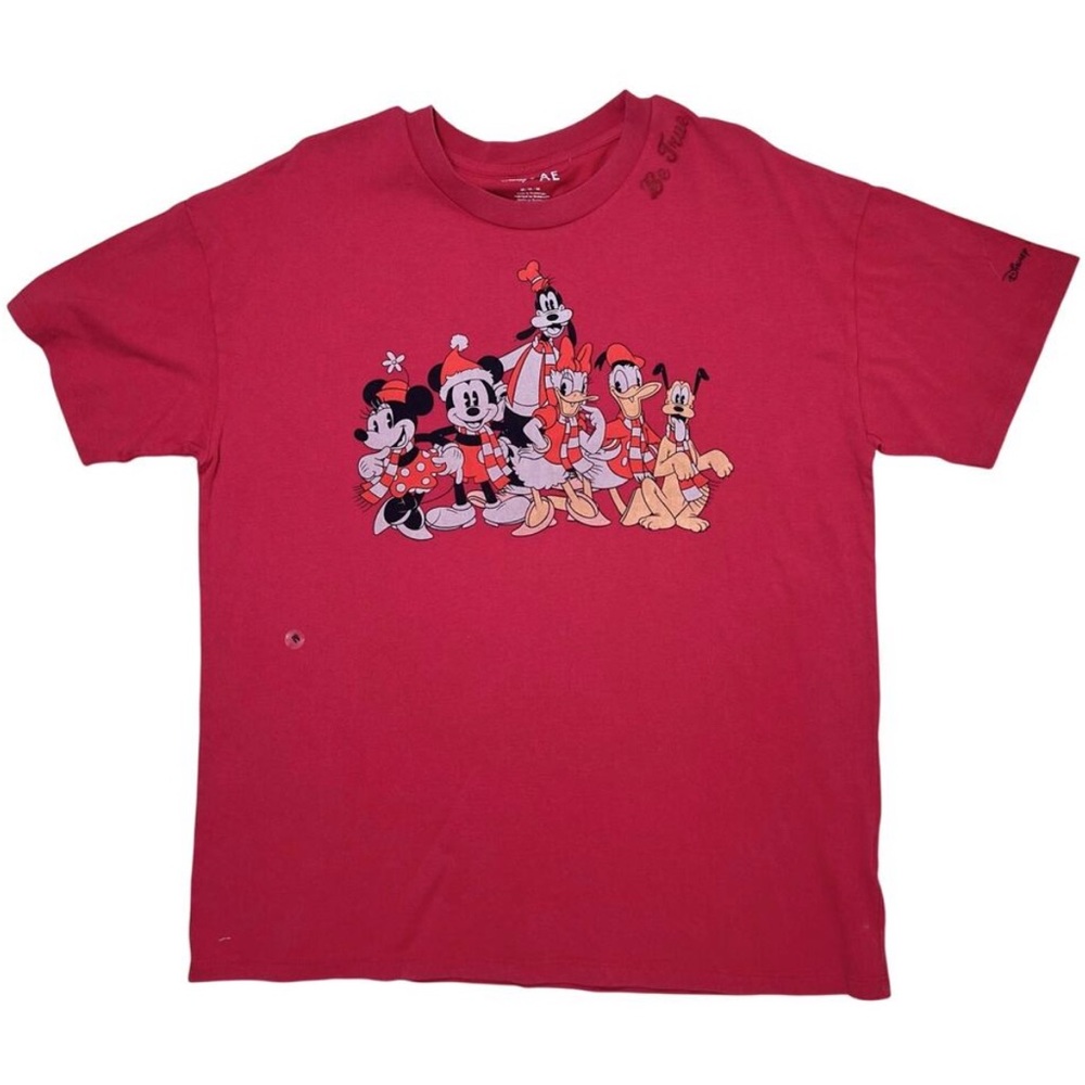 American Eagle Disney Red Holiday Tee